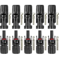 5 Pairs Solar Panel Cable Connector, Solar Photovoltaic Connector Male Female Connector (Black)