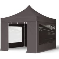 3x3m Pop Up Gazebo PROFESSIONAL Aluminium 40 mm, incl. Sidewalls with Panorama Windows, dark grey High Performance Polyester approx. 400g/m²