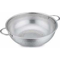 Micro-perforated stainless steel kitchen colander with handle and base (25 cm)
