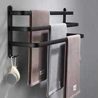 Towel Bar - 50 cm - Black - Wall Mounted - For Bathroom Kitchen Shower - 3 Pieces
