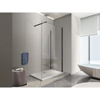 NALA Eck-Duschkabine begehbare 200 cm hohe transparente 8-mm-Glaswand Schwarzer Rahmen mit Zubehör 80X90 REVERSIBEL
