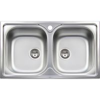 Edelstahl-Einbauspüle 2 Becken 86 cm