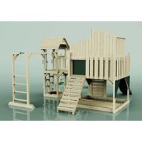 Polarplay Spielturm Gustav aus Holz in GrünTrapezschaukel