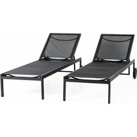 Juego de 2 tumbonas reclinables negras con llantas de aluminio CUBA