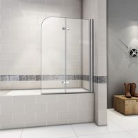 Aica Sanitaire – Pare-baignoire pivotant 100x140cm – Verre trempé 6mm anticalcaire – Montage gauche/droite – Ouverture intérieure/extérieure