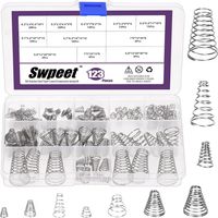 Lot de 123 ressorts coniques en acier inoxydable de 10 tailles 0,3/0,5/0,7/0,8/1 - Assortiment de ressorts coniques en métal - Petits ressorts de compression pour réparation