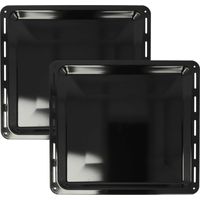 vhbw 2x Baking Tray compatible with AEG 94971269300, 94971213800, 94971269301 Oven - 42.2 x 37.6 x 2 cm, Non-stick Coating, Enamelled Black