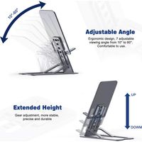 Verstellbare Handyhalterung mit robustem Aluminiumlegierungsrahmen, geeignet für Geräte von 4 bis 12,9 Zoll, ergonomisch und verstellbar, mit rutschfester Unterseite und kompatibel mit dem Aufladen.
