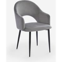 Sedia con braccioli moderna in velluto per sala da pranzo e cucina Rozan - Grigio