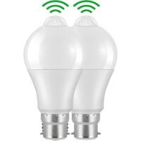 Ampoule Detecteur de Mouvement B22 Baïonnette LED, 12W, 1020lm, Blanc Froid 6000 K, CIR 85, étanches IP42 à économie d'énergie, non dimmable, Ampoule à Détecteur de Mouvement(2 pièces)