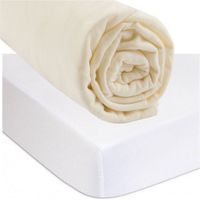 Drap housse 140x190 Écru + Alèse Coton Bio Imperméable