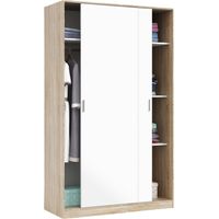 Altri – Armoire 2 portes coulissantes chêne marron 120x50x200 cm – 3 étagères et barre de cintre – Panneau mélaminé résistant aux chocs - 50x200h