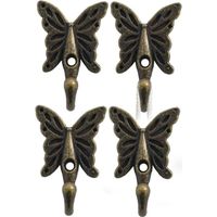 Sollbry Perchero de pared con diseño de mariposas, 4 piezas, toallero vintage, colgador de pared para cocina, baño y dormitorio
