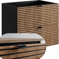 Rodan Waschbeckenunterschrank Loft 60 cm, Braun Matt und Schwarz, 46 x 60 x 57 cm, feuchtraumgeeignet, Badmöbel Unterschrank