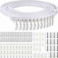 ALLIANDISRail de Rideau Incurvé au Plafond Pliable Support de Rideau de Plafond Flexible Rail Incurvé de Fenêtres Souples pour Tringle à Rideaux avec Crochets de Rideau en Métal (Blanc, 5 m)