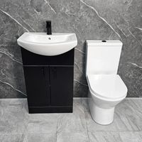 Black Vanity Unit with Black Handles 550mm Open Back Toilet Bathroom Suite, With Tap & Waste