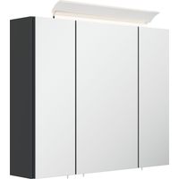 Spiegelschrank 75cm inkl. Design LED-Lampe und Glasböden grafit