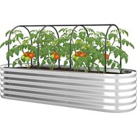 Jardinière Orto Rialzato en Acier avec Grille, 200x60x103cm, Argent