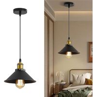Luminaire suspendu industriel en fer forgé pour îlot de cuisine, décor de ferme, luminaire suspendu en métal réglable, luminaire suspendu au plafond, noir 1,2 cm