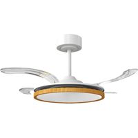 Ventilador de Techo con Luz LED 80 W Motor DC Reversible Mando a Distancia 6 Velocidades Temporizador Ø95 cm Natural