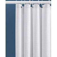 Tenda da doccia bianca a nido d'ape 80x180 cm - Tessuto in poliestere impermeabile con anelli in metallo, orlo appesantito, design elegante per bagno e box doccia