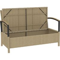 Panca contenitore 125L cuscino imbottito metallo cachi 123x70x82 cm