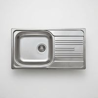 Évier de cuisine encastrable en acier inoxydable avec 1 cuve et égouttoir, 78 x 43,5 cm, finition inox - Lonsy