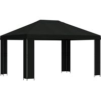 vidaXL Gazebo 4 x 3 m Black Polyester and Steel 190 gsm