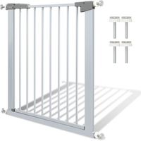 SWANEW Cancelletto di sicurezza per bambini Estensibile 76-83cm, Barriera a pressione senza fori, Griglia per porte per bambini e cani, Larghezza regolabile si adatta a spazi diversi