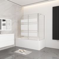 AICA 90x140cm Faltwand 2 teilig Badewanneaufsatz für Badewanne Duschabtrennung Duschwand mit 60cm Seitewand 6mm ESG