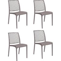 Gloupie Set 4 Sedie Ninfa in Polipropilene Taupe,Impinabili, 46x54x80 cm, peso 3,3 kg,Schienale a Forma di Ninfee,Made in italy