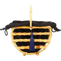 Handmade Bamboo Bag Women Handbag Hollow Tote Beach Bag with Tassel Decor for Travel