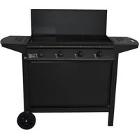 Barbecue à gaz 4 brûleurs – Capot de protection – Allumage piezo électrique – Design noir élégant pour grandes tablées – Grill Garden
