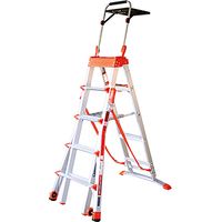 Matisère – Escabeau télescopique 3.74m – Fixation murale incluse – 3 hauteurs de travail – Base extra large pour stabilité