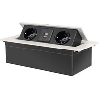 Prise Encastrable Plan de Travail Blanc, Multiprise Plan de Travail Cuisine avec 2 Prises +2USB
