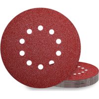 Discos de lijado de 225 mm, 10 unidades, grano P40, 10 agujeros, redondos, papel de lija para lijadora.