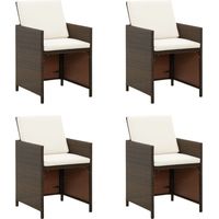 Chaises de jardin avec coussins lot de 4 Résine tressée Marron vidaXL