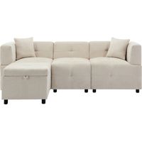 Canapé 3 places coin avec rangement Chenille Beige 204.00x126.00x69.00 cm ZIPSOFA