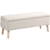 Sitzbank mit Stauraum, bis 220 kg, Leinenoptik, 110x39x45cm, Beige