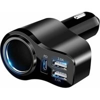 Chargeur de voiture USB C 4 en 1 36W Adaptateur de répartiteur de prise allume-cigare USB avec 3 USB 12V / 24V Dual USB Type C PD Adaptateur de chargeur de voiture rapide