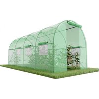Serre tunnel 9m² – bâche armée 140g/m² indéchirable – 8 fenêtres de ventilation avec moustiquaire – porte zippée large – Eurospen