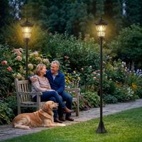 Set mit 2 Solar-Gartenleuchten, 1,86 m, Lampenpfosten aus Edelstahl