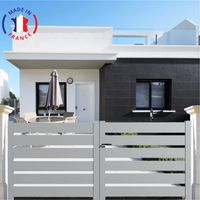 Portail aluminium battant SAH en kit dimensions L.3500 (entre piliers) x H.1740 mm Couleurs Gris clair (RAL 7035)