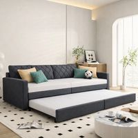 Canapé convertible 2 places en velours, lit gigogne capitonné 90/180x200 cm, Canapé clic clac avec cadre métallique, sommier à lattes, Canapé 2-en-1 pour chambre ou salon, Gris
