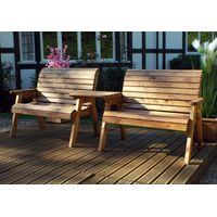 Hand Made 4 Seater Chunky Rustic Wooden Furniture Set 2 Benches, Straight Tray
