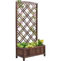 Jardinera con Celosía para Trepadoras Cultivos Plantas en Terraza Jardín Balcón 60x30x122,5 cm Marrón