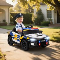 Coche eléctrico de policía para niños de 3 a 5 años con sirena y luces, 12 V, 3-7 km/h. Coche eléctrico para niños con 2 motores, suspensión, control remoto, USB, MP3, música y bocina, multicolor.