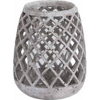 Large Conical Lattice Hurricane Lantern - Ceramic - L17 x W17 x H22 cm - Stone