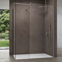 doporro Luxus Duschwand Duschabtrennung
Bremen1K-T 100x100 Walk-In Dusche aus 2
festen Glaselementen mit Stabilisator aus
Echtglas 8mm ESG-Sicherheitsglas Klarglas
inkl. Nanobeschichtung