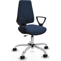 Elche CP similpiel azul marino brazos fijos base cromada ruedas nailon 65mm